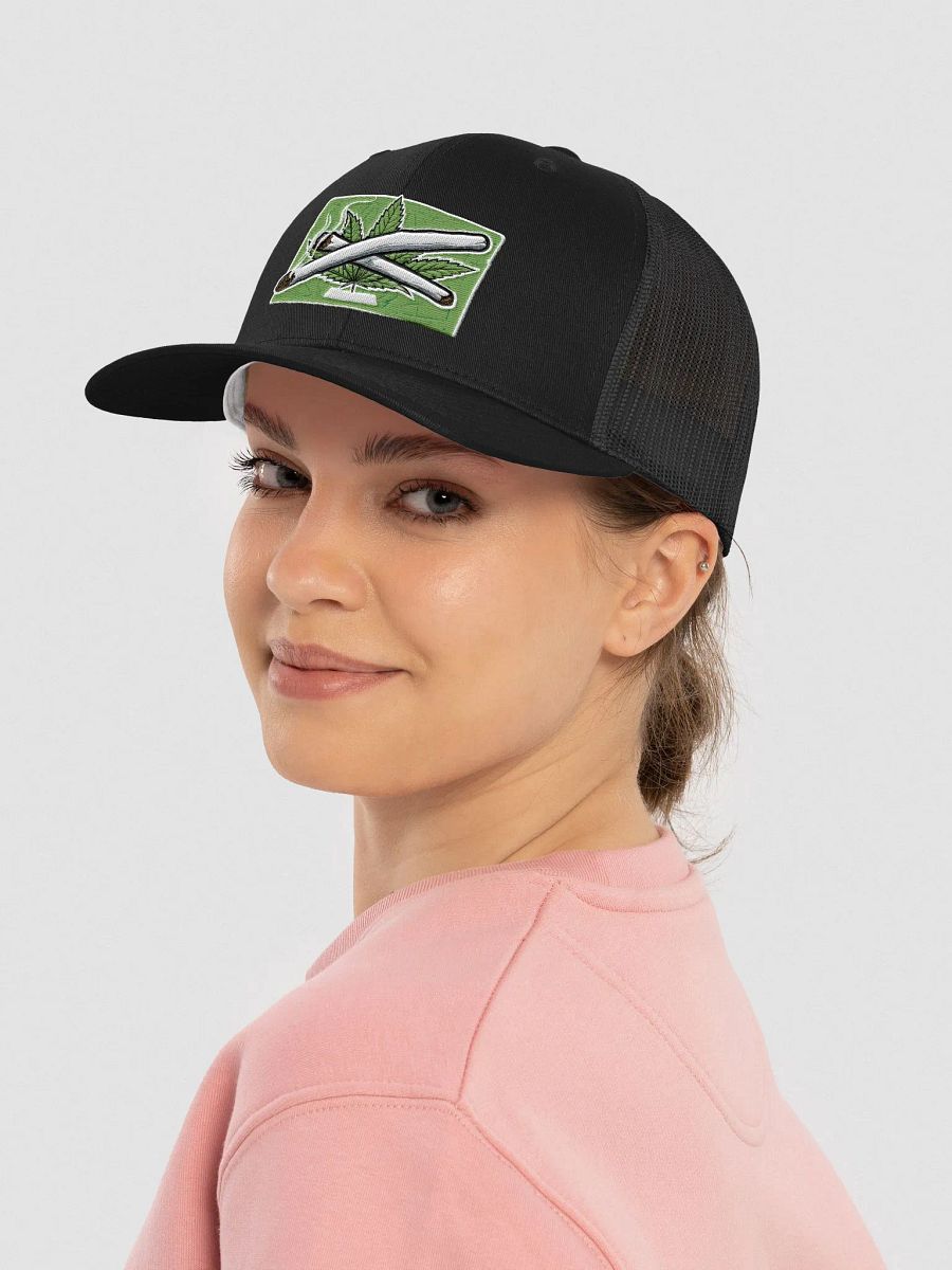 Cannabis Leaf Crossed Joints Illustration Trucker Hat product image (19)