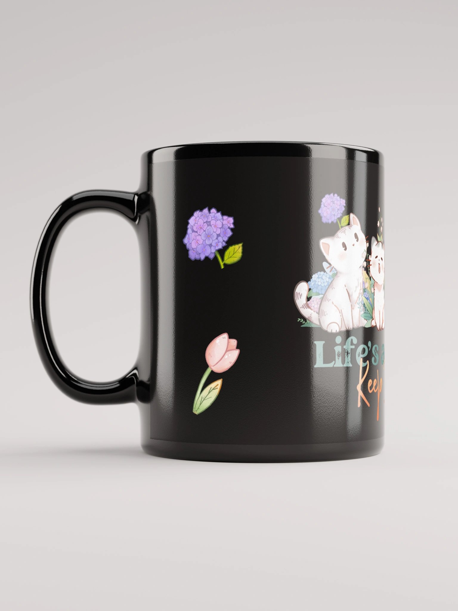 Life is a cat garden - black mug product image (6)