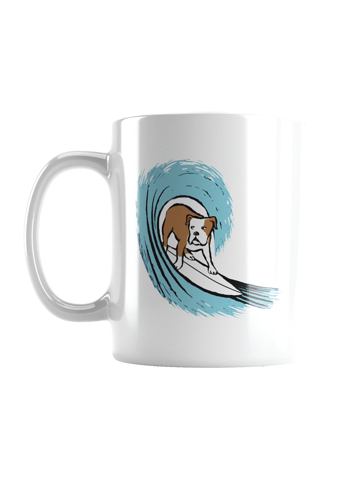 Surfing Bulldog White Glossy Mug product image (1)