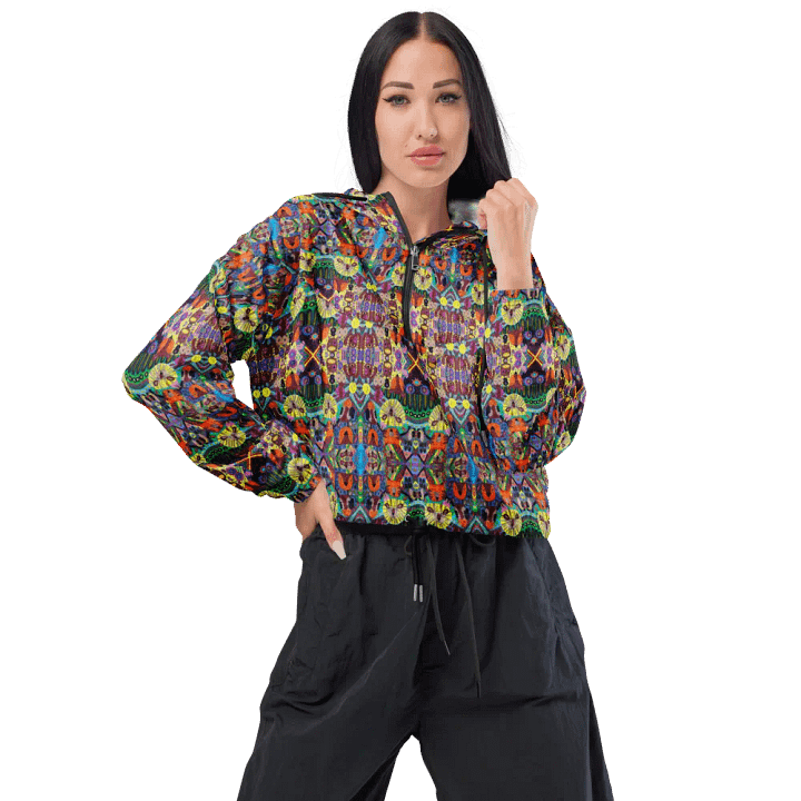 Abstract Doodle Art Animals Ladies Cropped Wind Breakers product image (1)