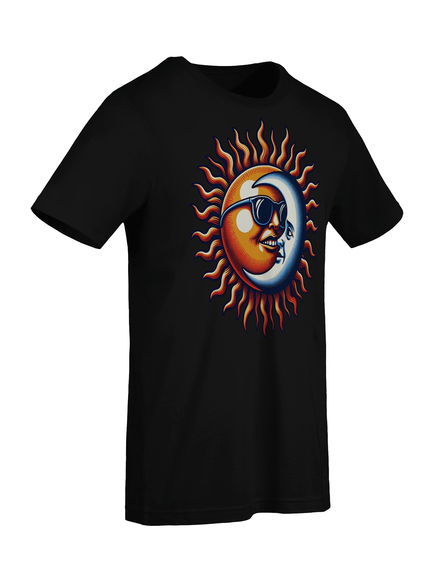 🌞 Sun and Moon Retro Fusion T-Shirt – Cool Cosmic Design with Shades | Groovy Celestial Yin-Yang Tee product image (4)