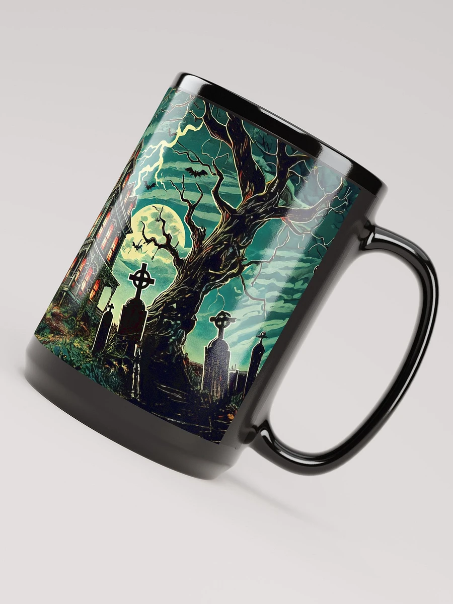 Giant Spider on a Haunted House Black Glossy Mug product image (5)