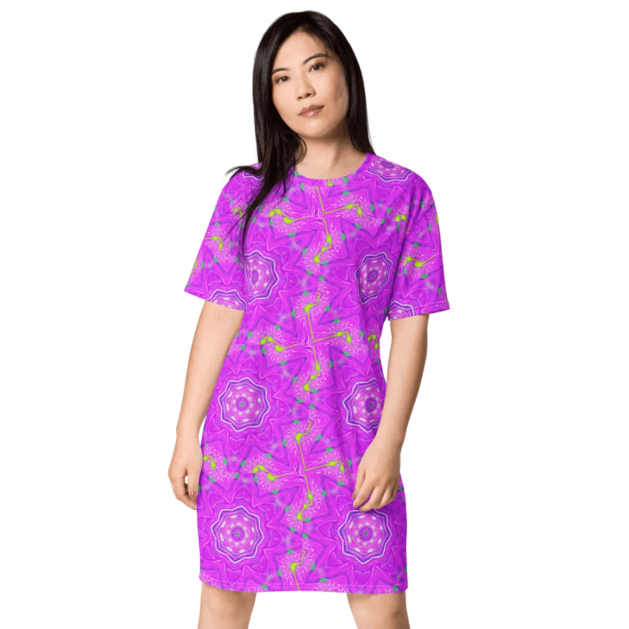 That Abstract Pink Neon Star Too T Shirt Dress product image (3)
