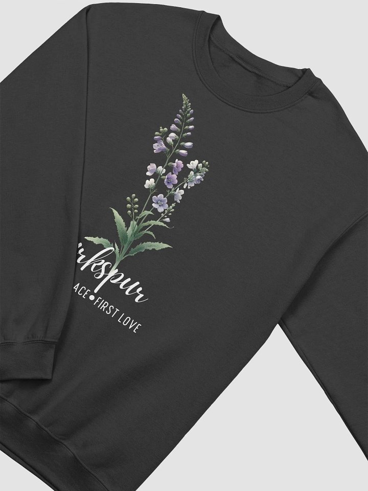 July Birth Month Inspirational Larkspur Flower Sweatshirt: Positive Grace First Love product image (2)