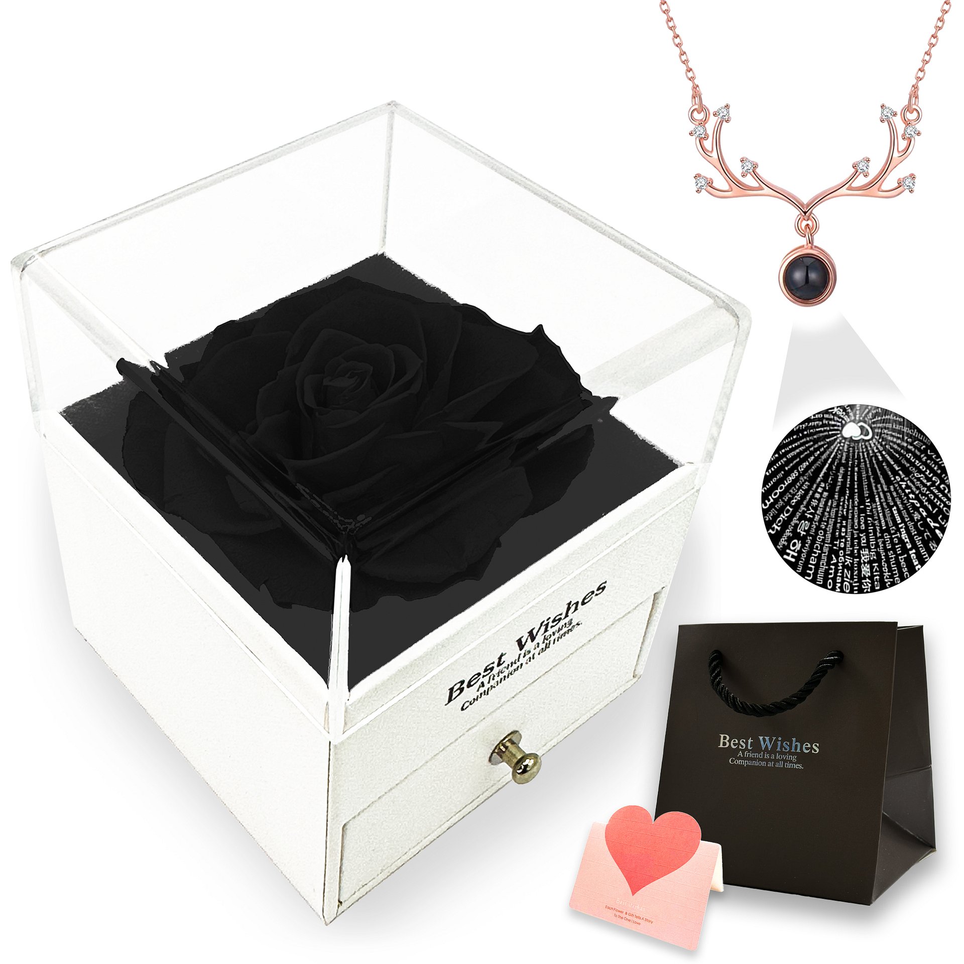 Eternal Rose Gift Box with "I Love You" Necklace – 100 Languages product image (3)