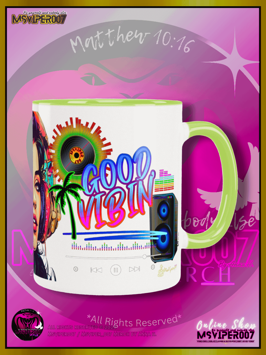 Mugs - MsViper007's "Good Vibin' [spectrum - V3]" Hot Beverage Mug with color inside by Anna H. product image (3)