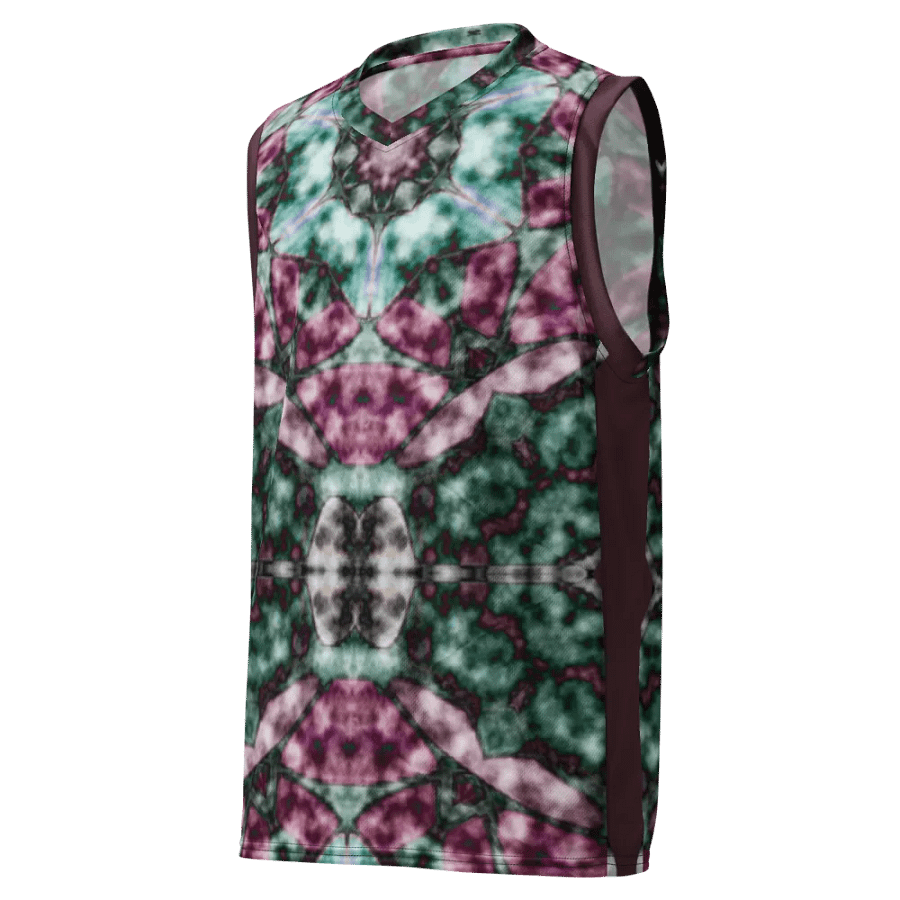 Bohemian 6 Pointed Madala Pink and Teal/ All-Over Print Recycled Unisex Basketball Jersey by Sublicolor product image (4)