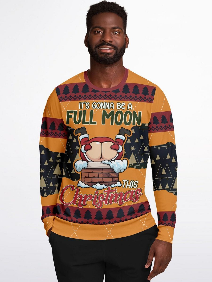 “Full Moon This Christmas” Funny Santa Christmas Sweatshirt | Naughty Holiday Party Jumper | Humorous Adult Santa Ugly Sweater | Unisex Xmas Party Gift product image (5)