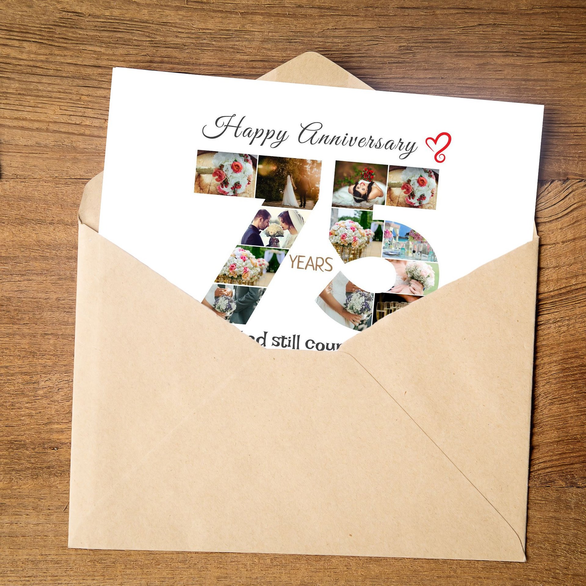 75 Year Anniversary Photo Card Editable Canva Template product image (2)