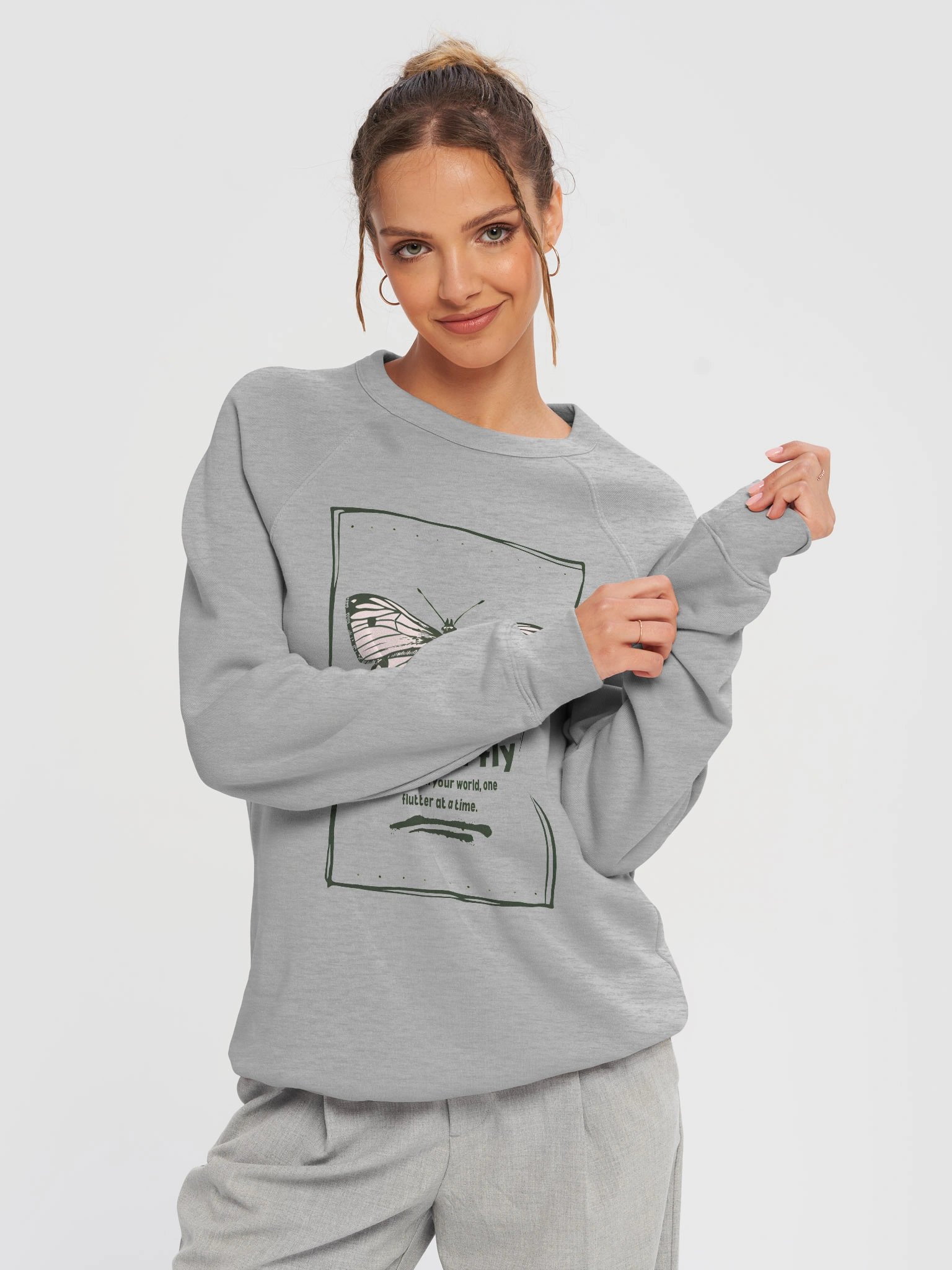 Butterfly Bliss Unisex Fleece Raglan Sweatshirt product image (9)