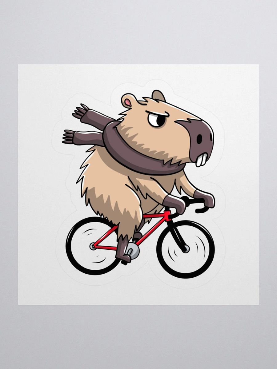 Funny Capybara Cycling Sticker – Cute Bike Rider Vinyl Decal for Cyclists & Capybara Lovers product image (1)