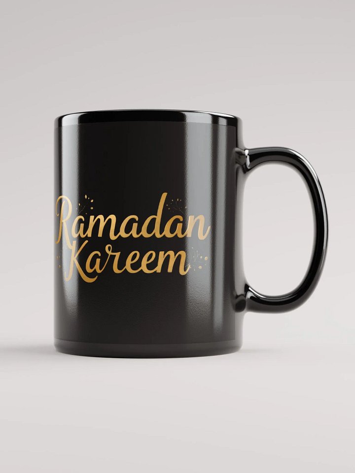 Glossy Black Ramadan Kareem Mug – Gold Elegance for the Holy Month product image (1)