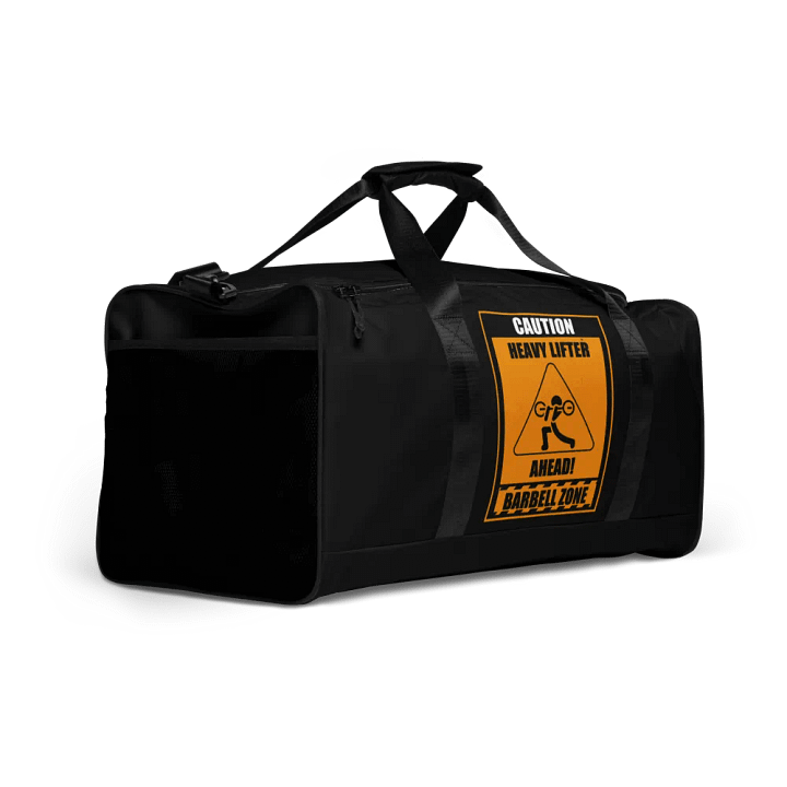 Caution Heavy Lifter Ahead-Barbell Zone Duffle Bag (Black) product image (2)