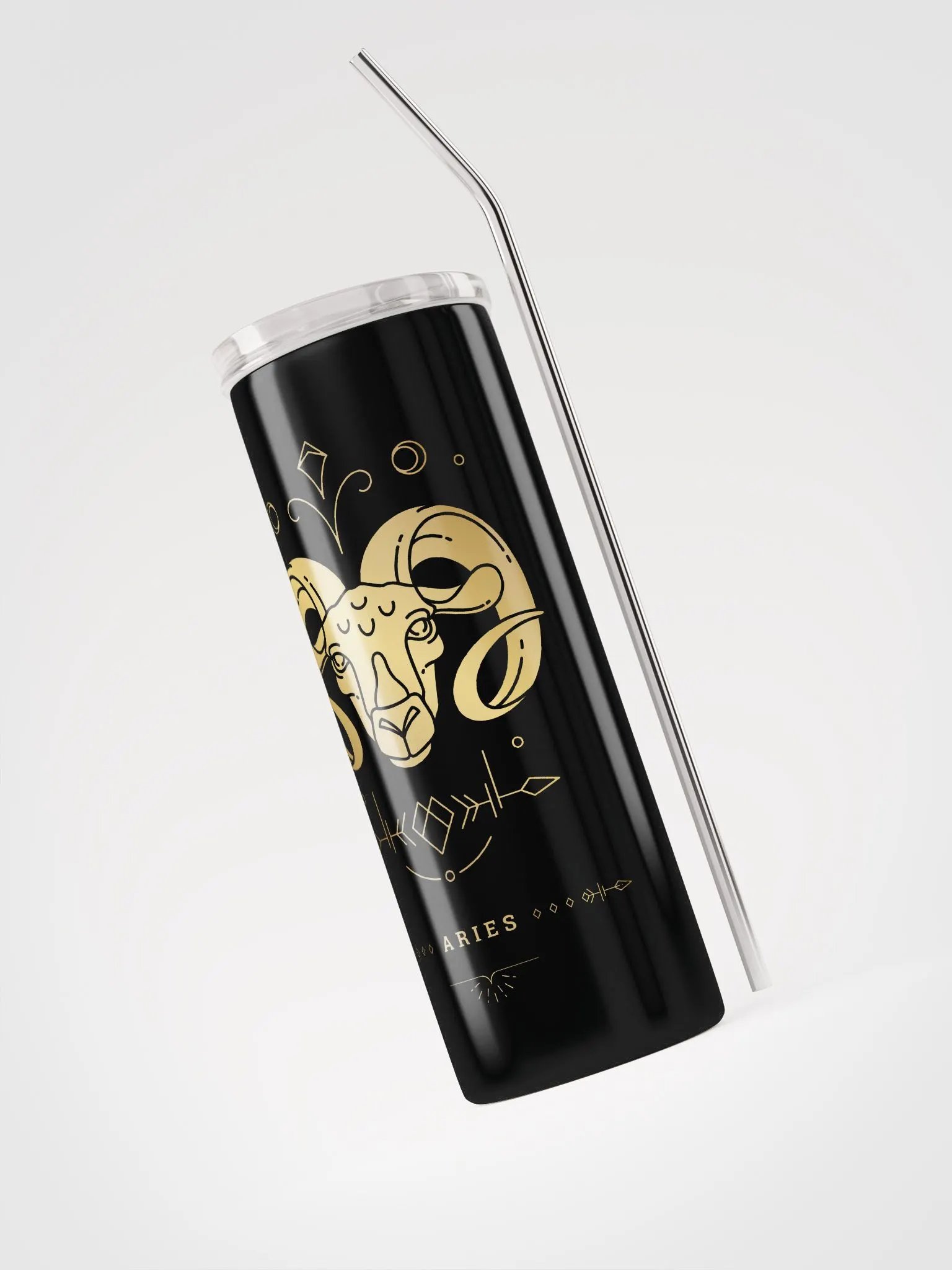 Celestial Golden Aries Zodiac Stainless Steel Tumbler - Embrace Cosmic Elegance! ♈ product image (3)