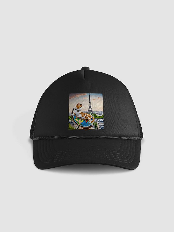 Whimsical Globe Trotter Cat Trucker Hat product image (1)