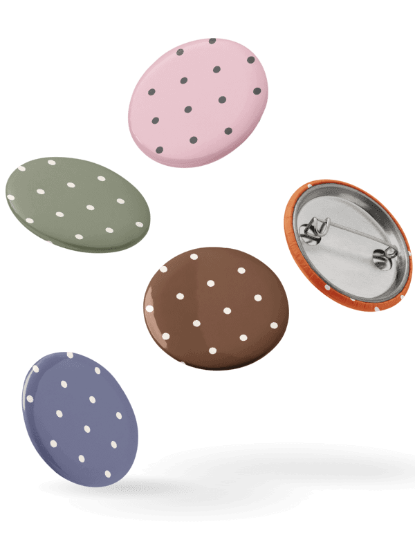 Set of 5 Colorful Pins with Dots – Pink, Blue, Brown, Green & Orange product image (5)