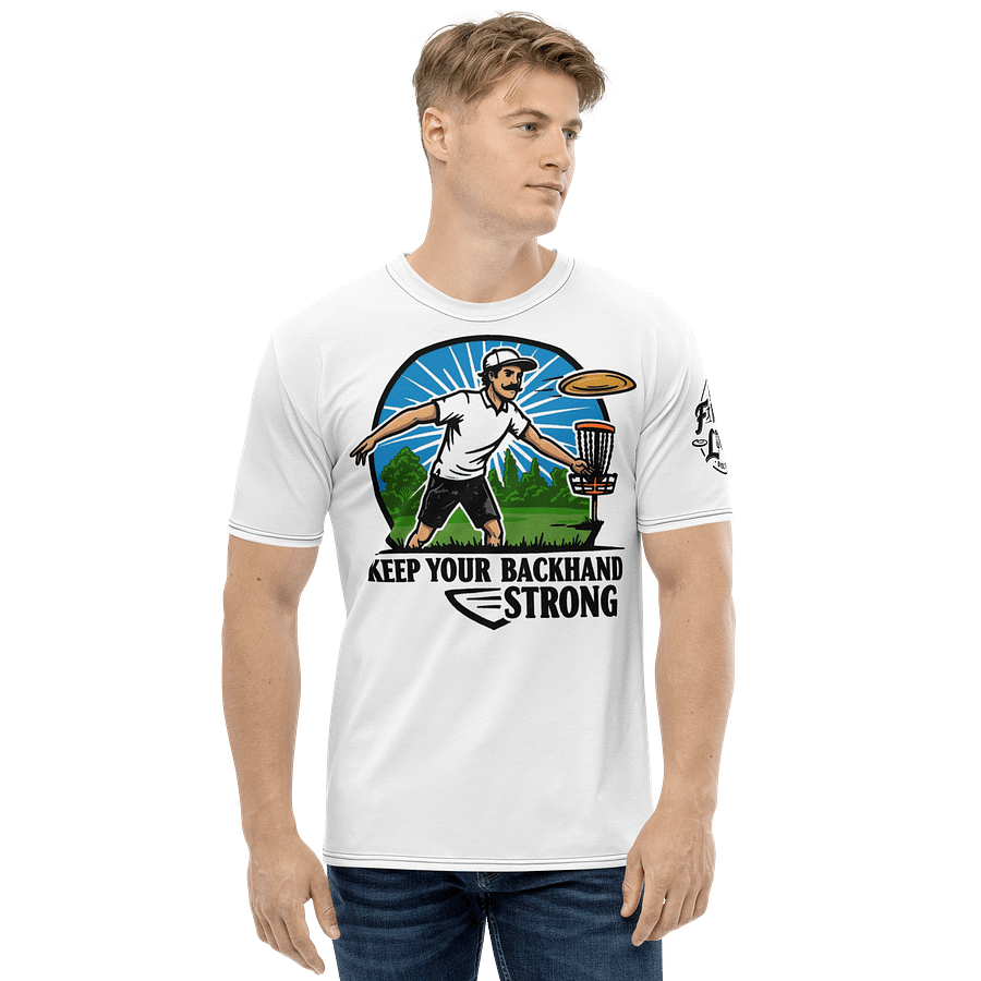 Fancy Lads Men's White T-Shirt "Keep Your Backhand Strong" product image (4)