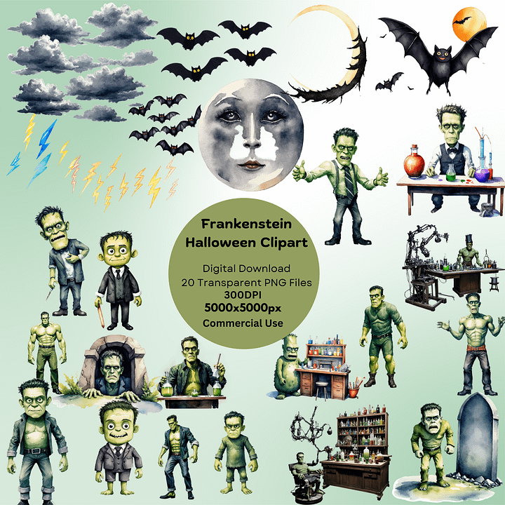 Frankenstein Halloween Themed Clipart product image (1)