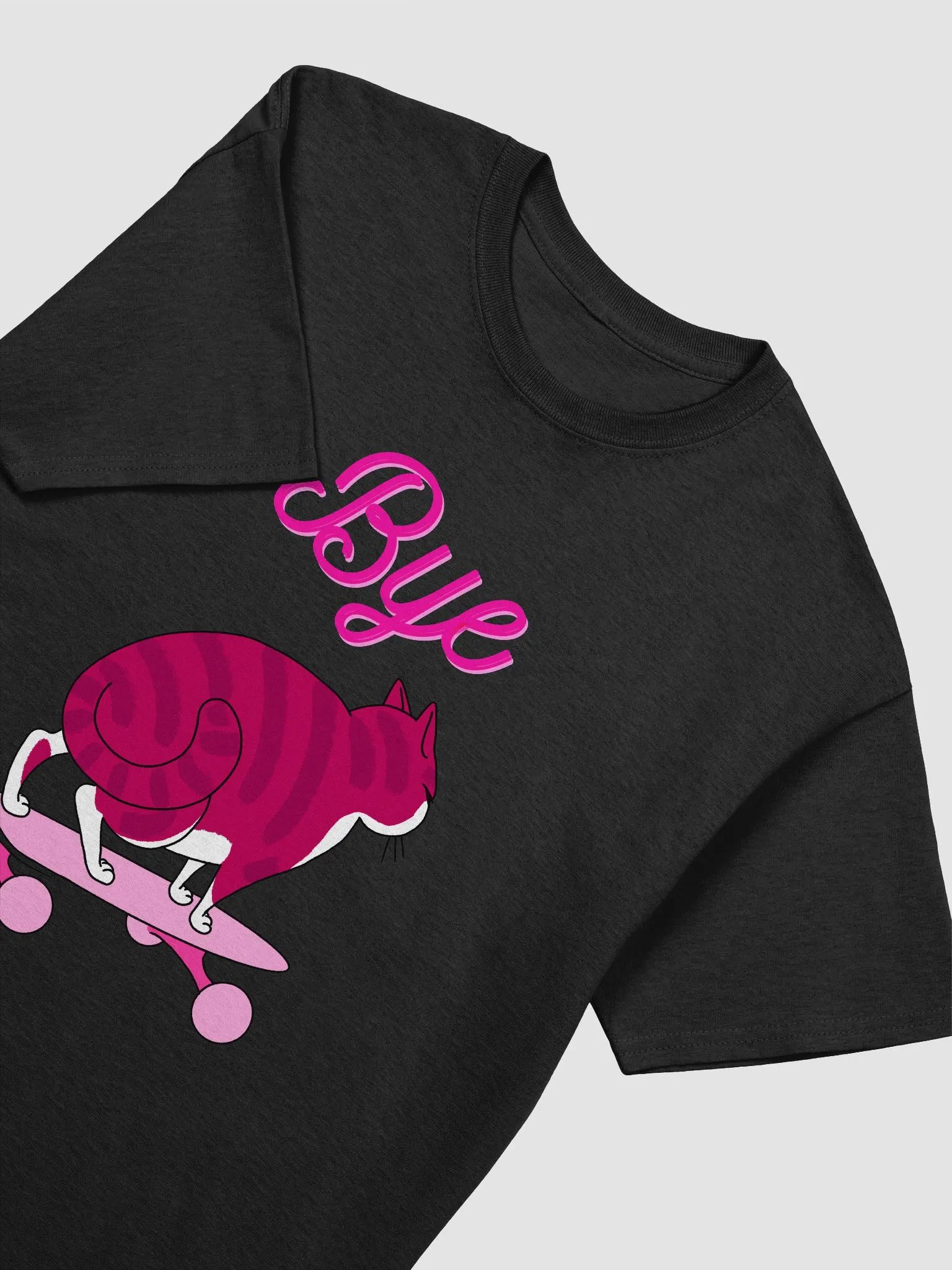 "Bye" Pink Skater Cat Classic T-shirt Multicolor product image (3)