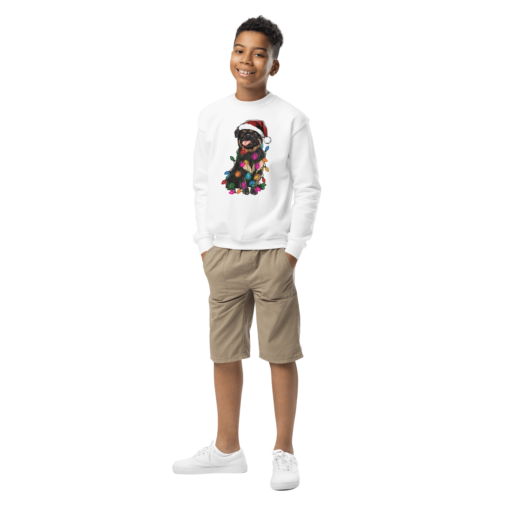 Funny Christmas Brussels Griffon(Black & Tan) Youth Sweatshirt product image (6)
