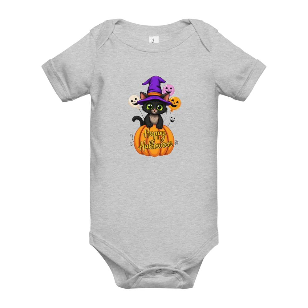 Witchy Sitting Pumpkin Cat Baby Romper Onesie product image (10)