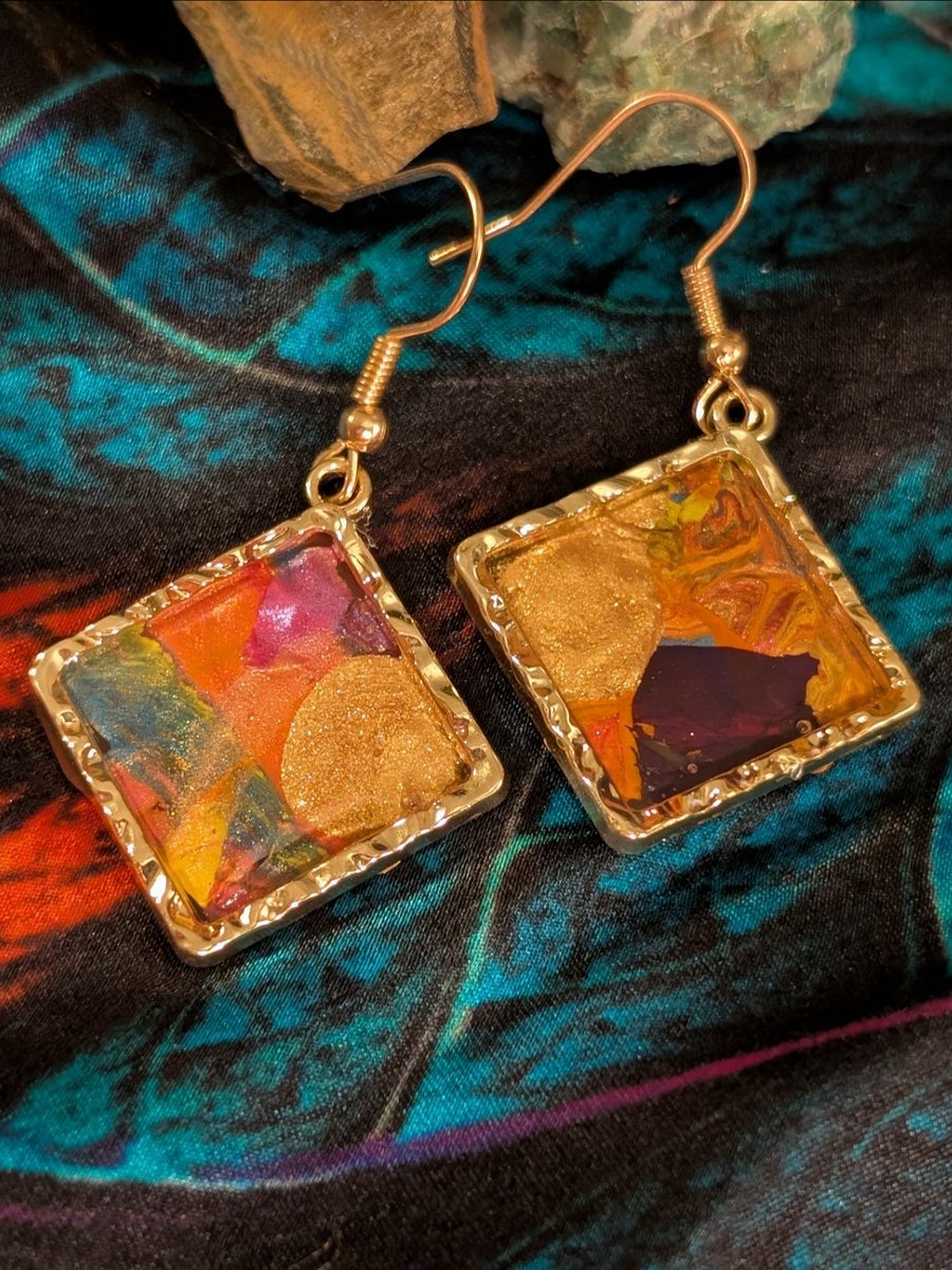 Liminal Light: Square Paint Skin Resin Earrings product image (2)