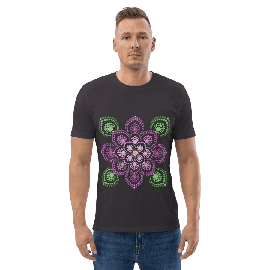 Purple and Green Mandala Unisex Organic T-Shirt product image (1)
