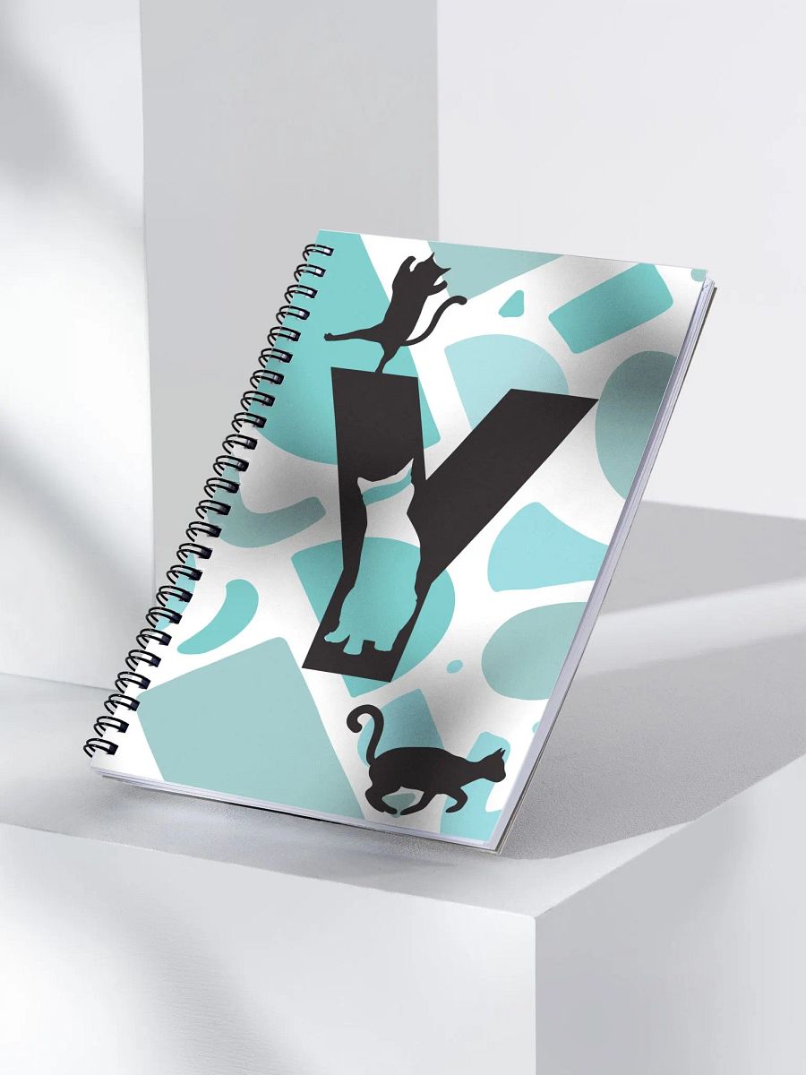 Monogram Letter Y Cat Lover Geometric Blues Notebook product image (3)