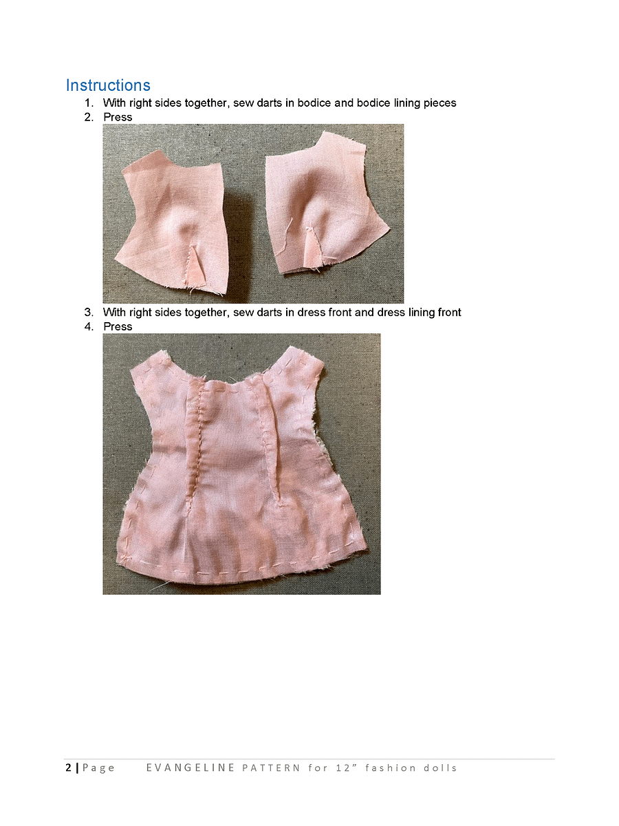 Evangeline sewing pattern for 12" fashion dolls product image (3)