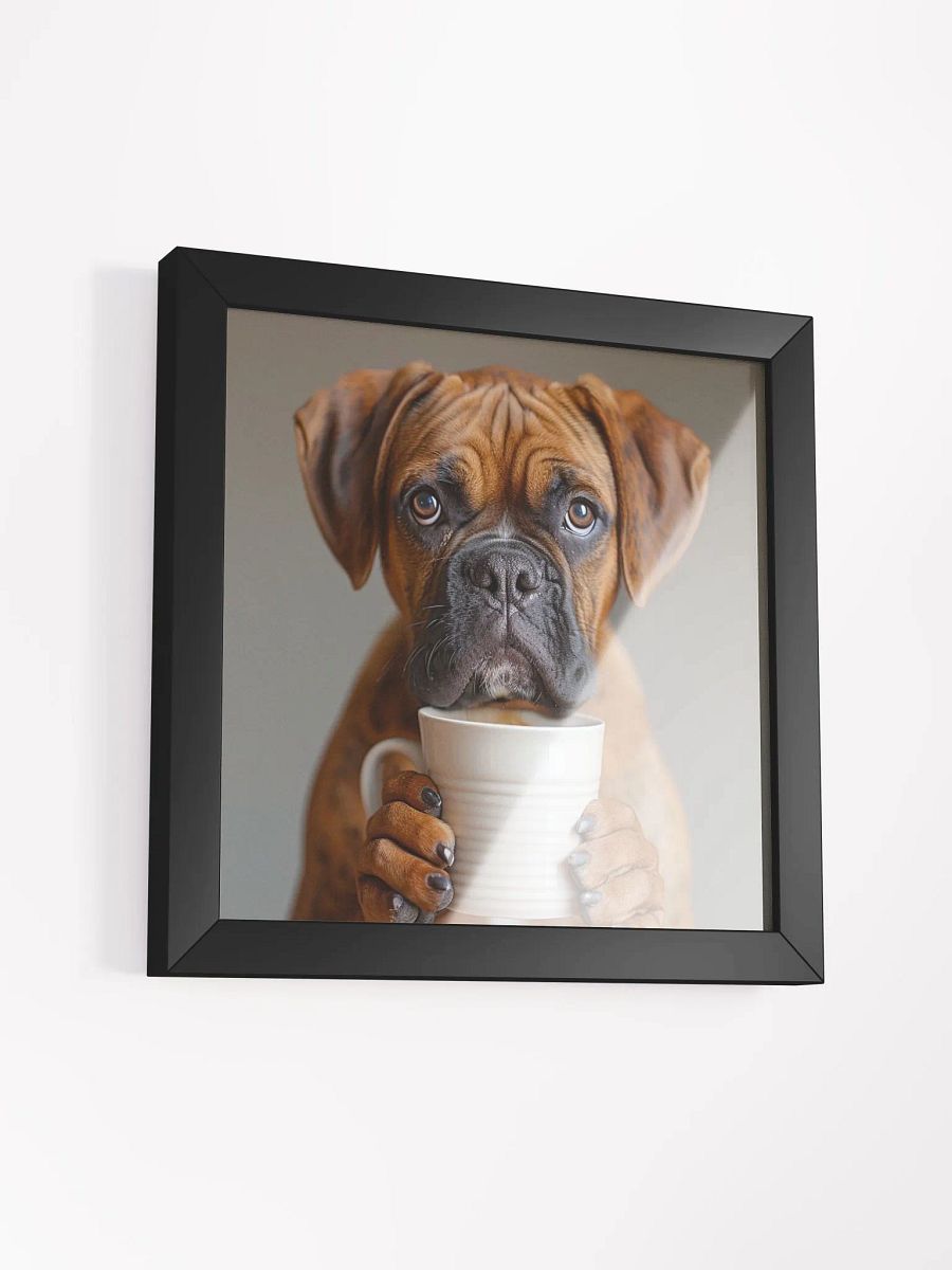 Cute Coffee Lover Boxer Puppy Framed Wall Art product image (2)