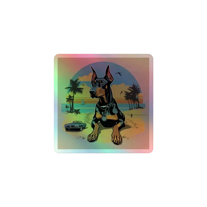 Doberman Beach Holographic Sticker product image (1)