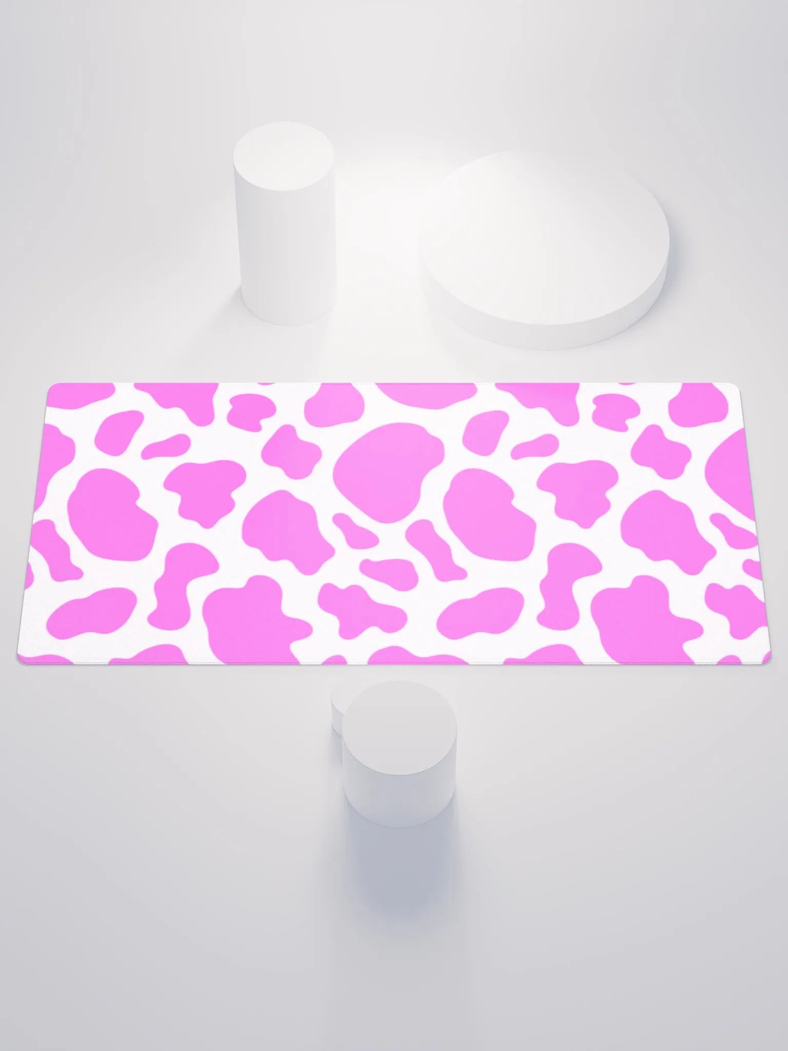 Magenta on white cow print (DESK MAT) product image (1)