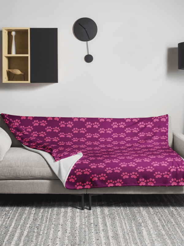 All Around Pink Paw Prints Throw Blanket product image (5)