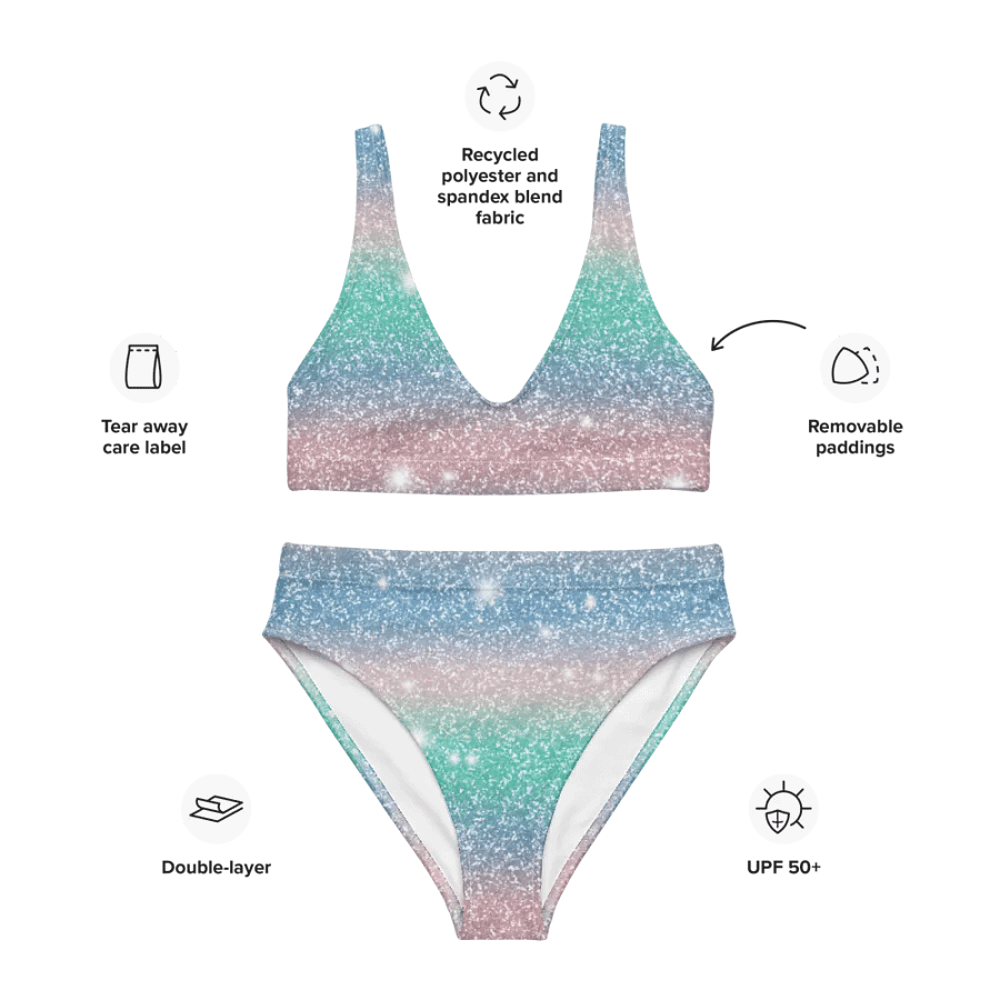 Glitter Unicorn Texture Design High Waisted Bikini (5) product image (3)