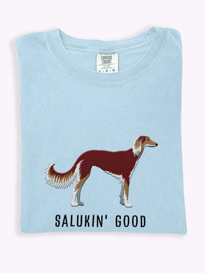 Salukin' Good T-Shirt(Embroidered) of a Saluki(Chocolate) product image (1)