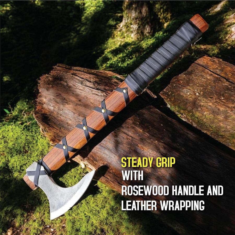 Handmade Vikings Bearded Axe, with Leather Sheath product image (7)