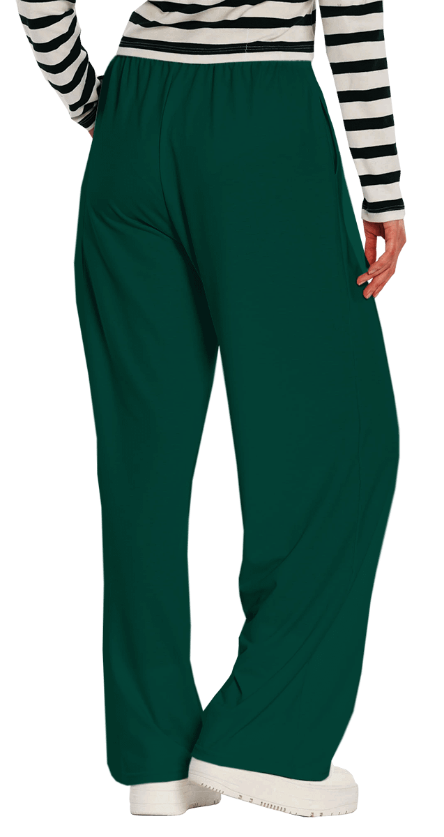 Plain Color Blue Green Wide-Leg Pants product image (3)