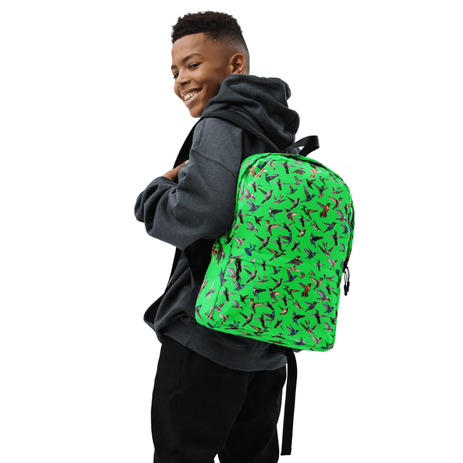 vibrant green hummingbird Backpack for the young at heart product image (7)