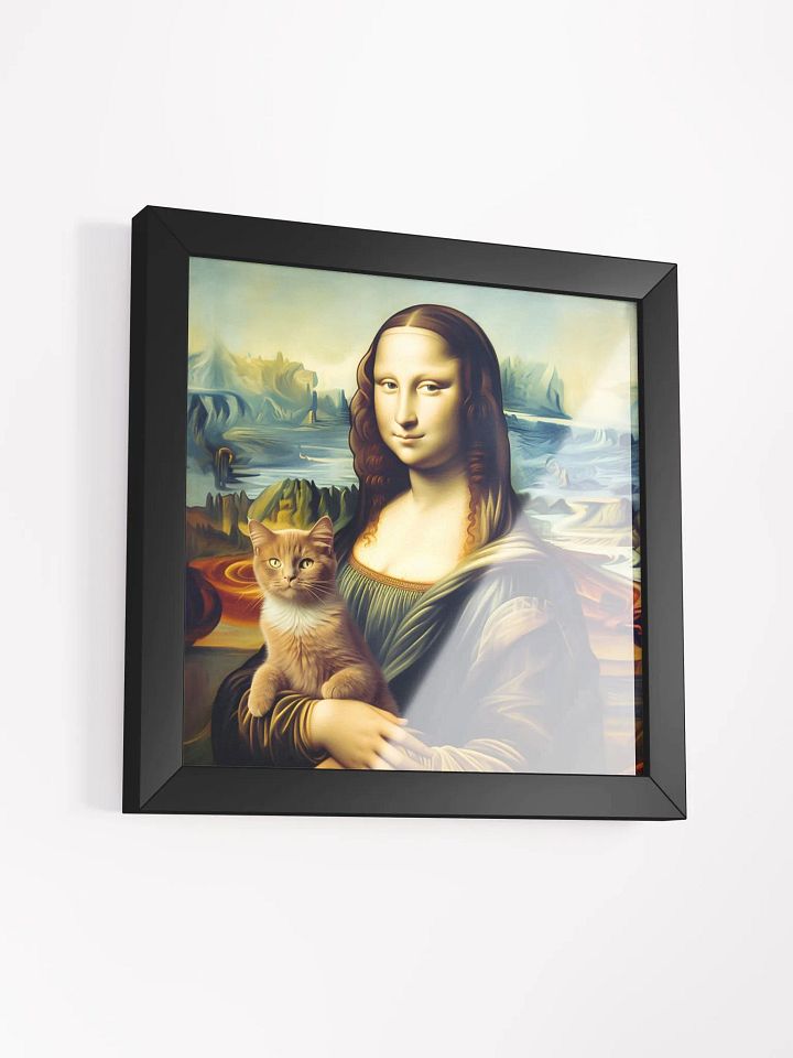 Smiling Mona Lisa and Her Cat Funny Wall Art product image (2)