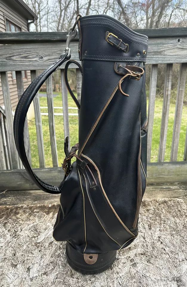 Vintage 1960s GBA GOLF BAG ASSOCIATES Black Leather Trim Walnut Ridge Arkansas product image (4)