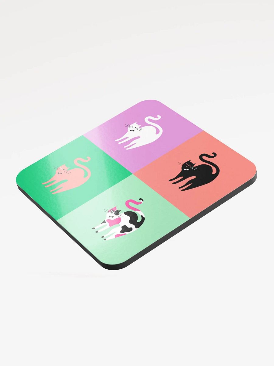 4 Cat coat of Arms 4V | Colorful Cat Collage coaster product image (5)