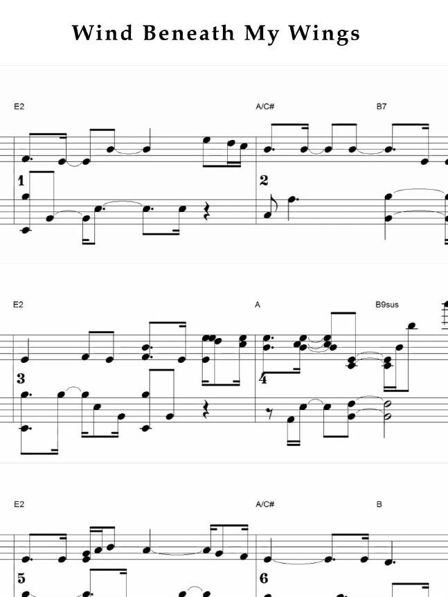 Wind Beneath My Wings - Piano sheet music product image (1)