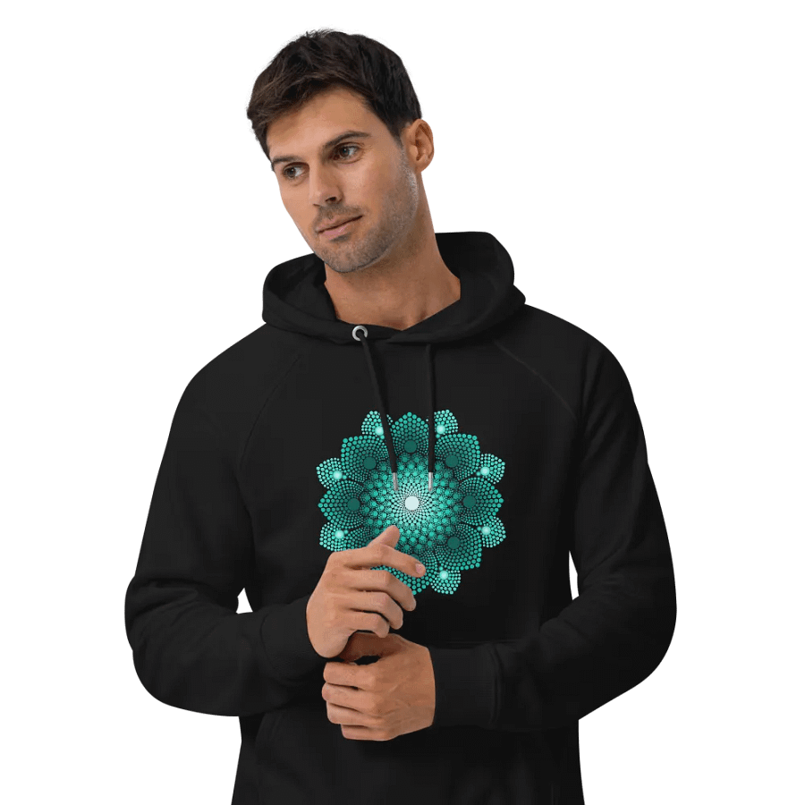 Turquoise Dot Mandala Unisex Eco Hoodie product image (4)