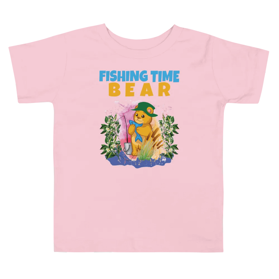 Bear Fishing Time Cute Colorful Funny Bella + Canvas Toddler T-Shirt – Funny Shirt & Gift for Kids product image (3)