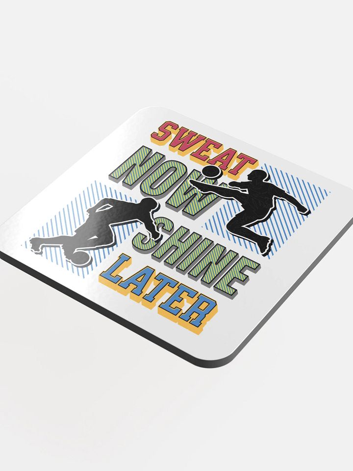 Sweat Now Shine Later Soccer Silhouette Cork Coaster Set product image (1)