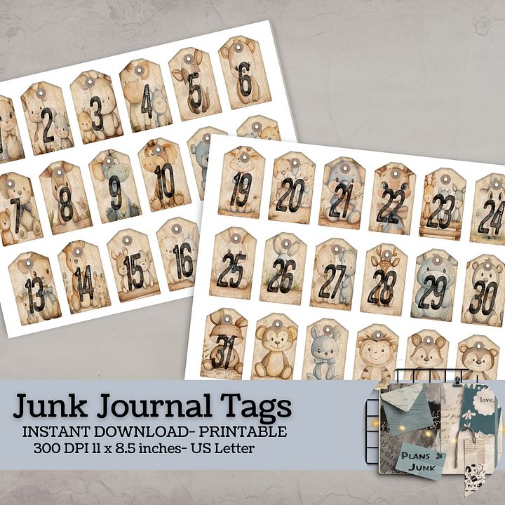 Nursery Animals - Printable Dated Tags V8 product image (1)
