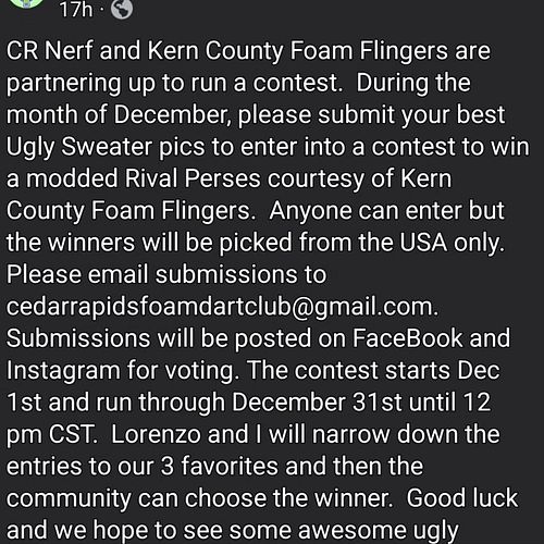 Hey everyone! Want a chance to win an awesome Nerf Rival Perses? Our buddies at  ‪@crnerf  and @kerncountyfoamflingers (BigLo...