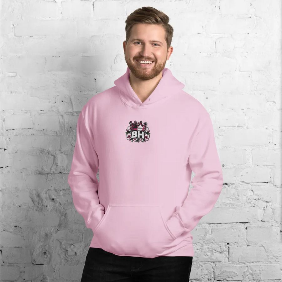Box Head Embroidered Floral Logo Pink Hoodie product image (10)