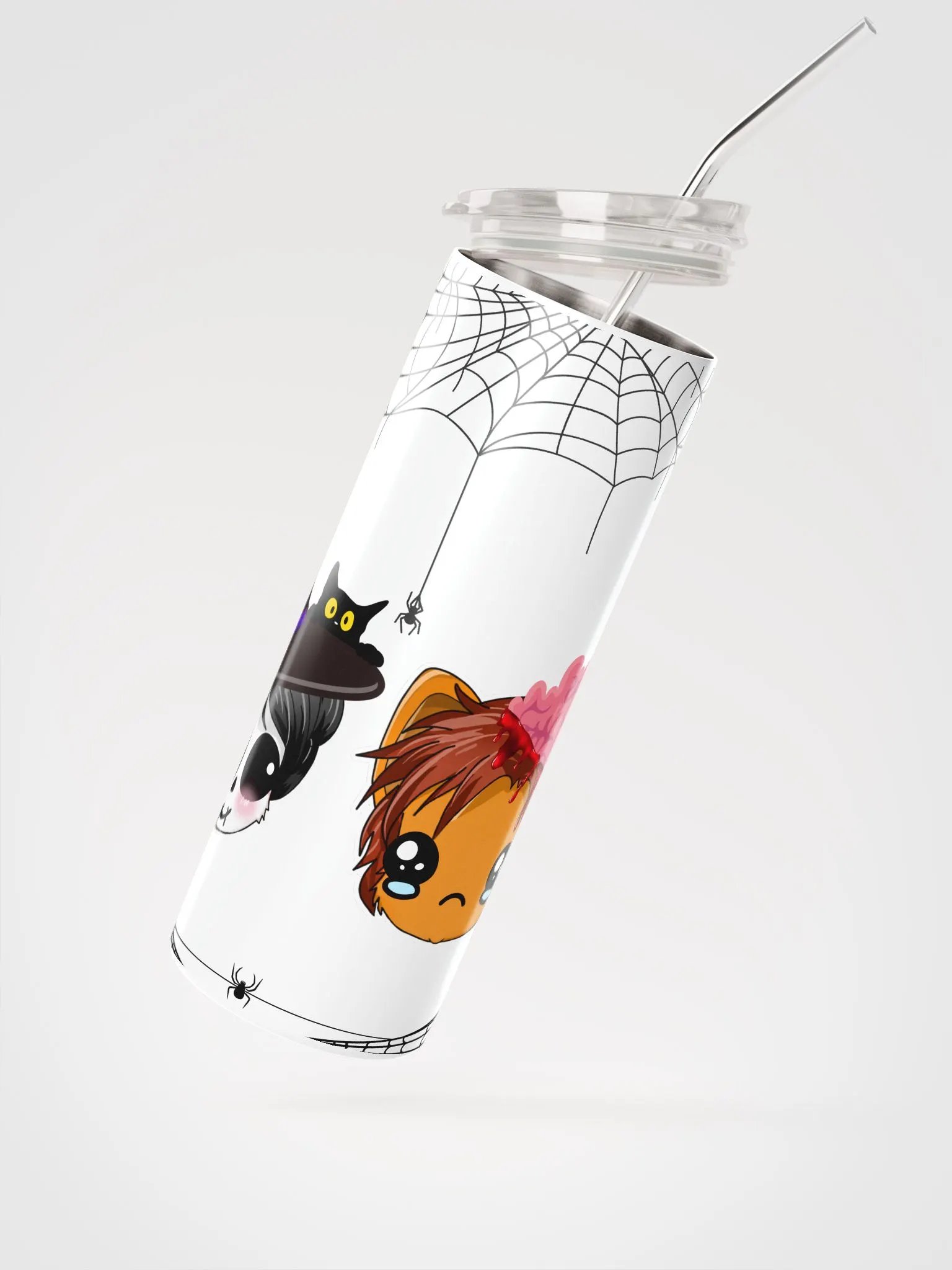 Witchy Panda and Zombie Simba Steel Tumbler - Halloween 2024 product image (2)