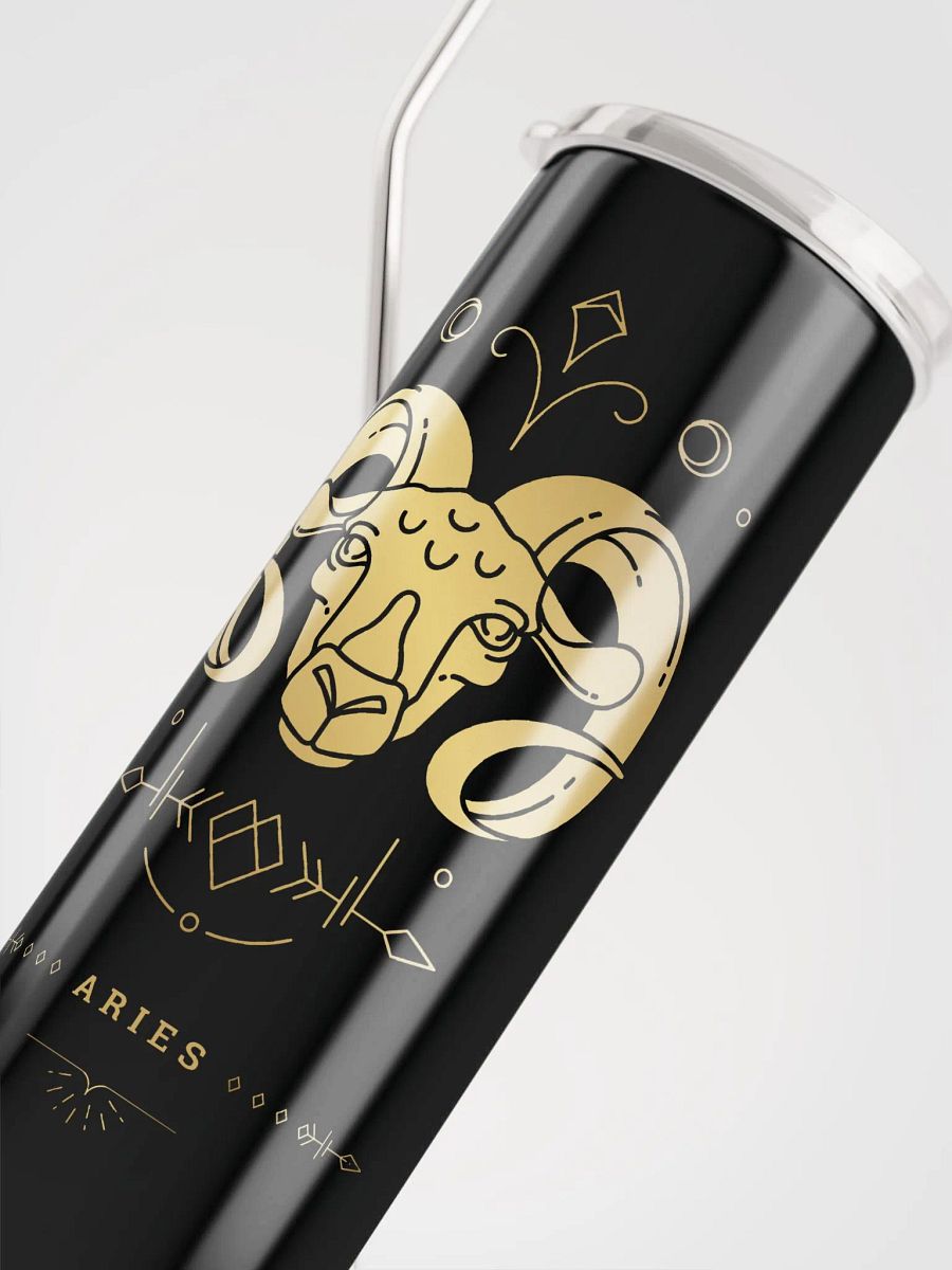 Celestial Golden Aries Zodiac Stainless Steel Tumbler - Embrace Cosmic Elegance! ♈ product image (5)